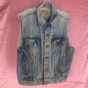 Studded Denim Vest Vintage